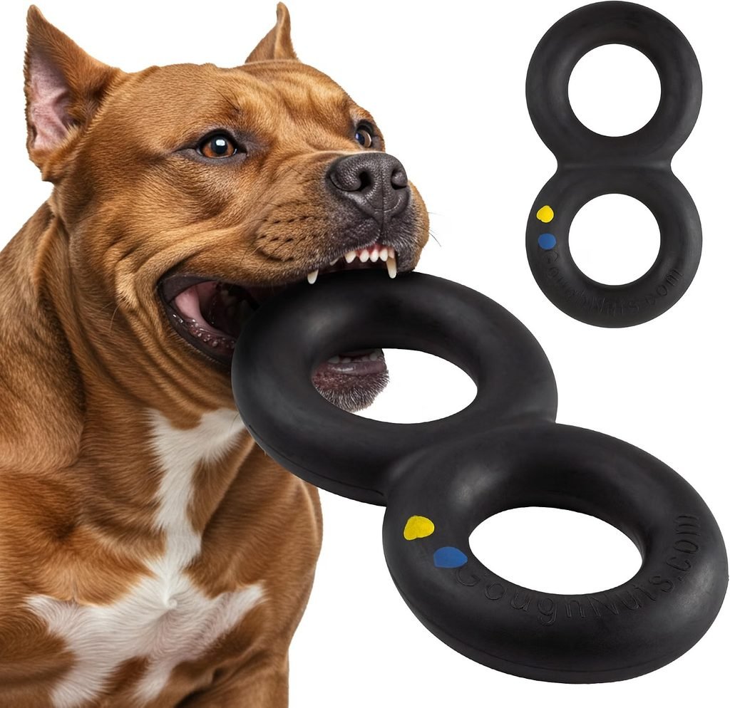 A Large Dog Chewing Goughnuts MaXX Ring Dog Toy