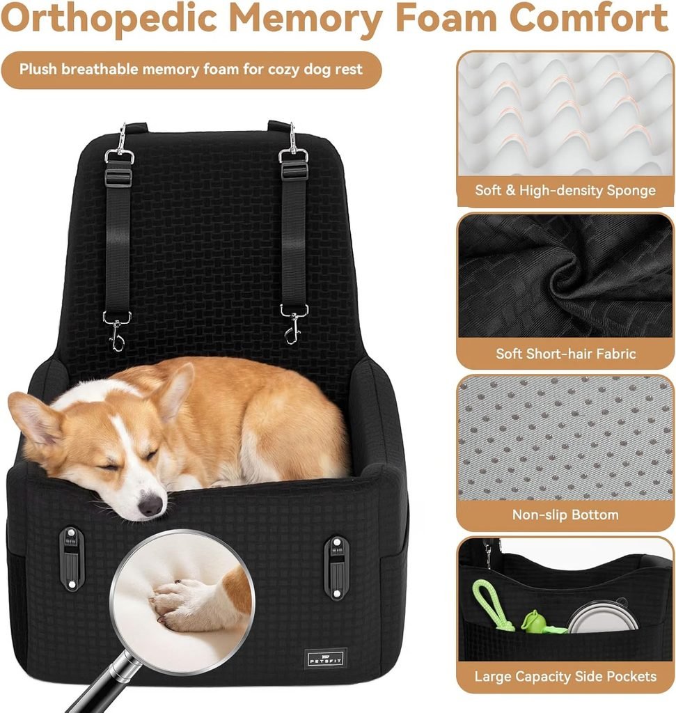 PETSFIT Dog Car Seat with Patented Safety System for small dogs