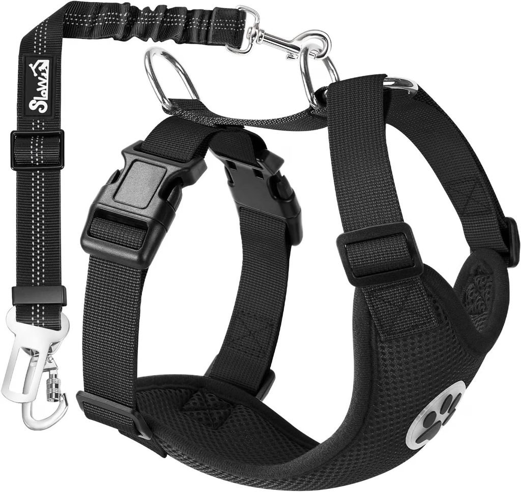 SlowTon car safety dog harness with seat belt for small dog car sickness