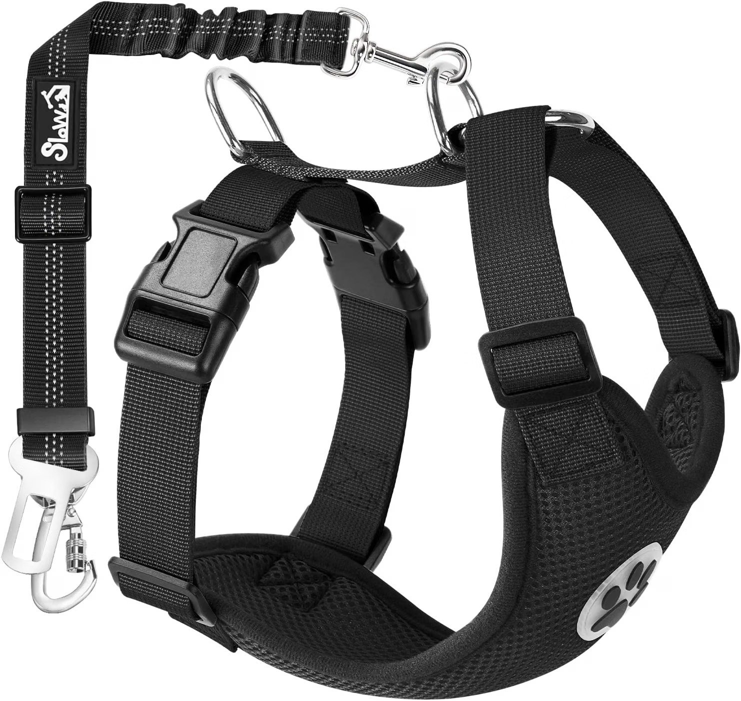 SlowTon car safety dog harness with seat belt for senior dogs