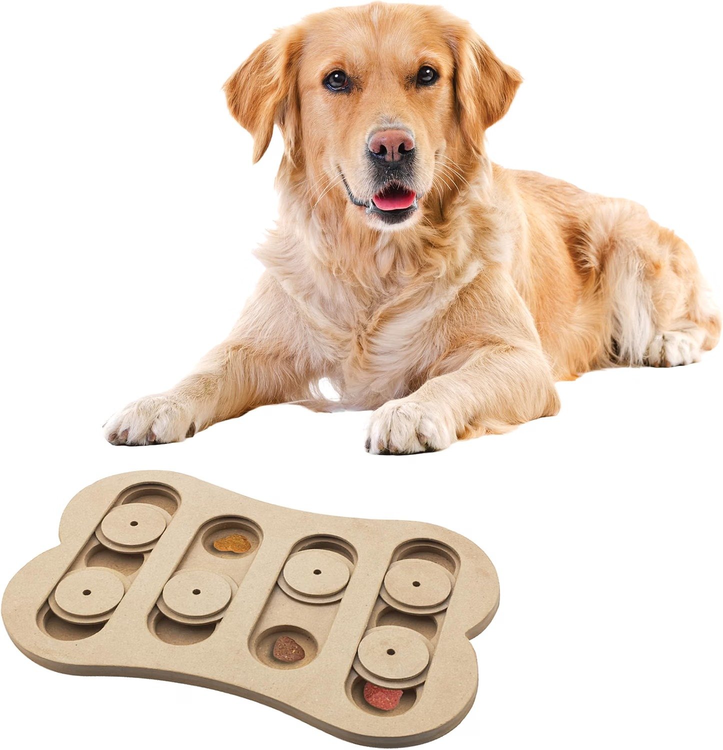 SPOT Interactive Seek-A-Treat Shuffle Bone Dog Toy Puzzle for Senior Dogs with Cognitive Decline