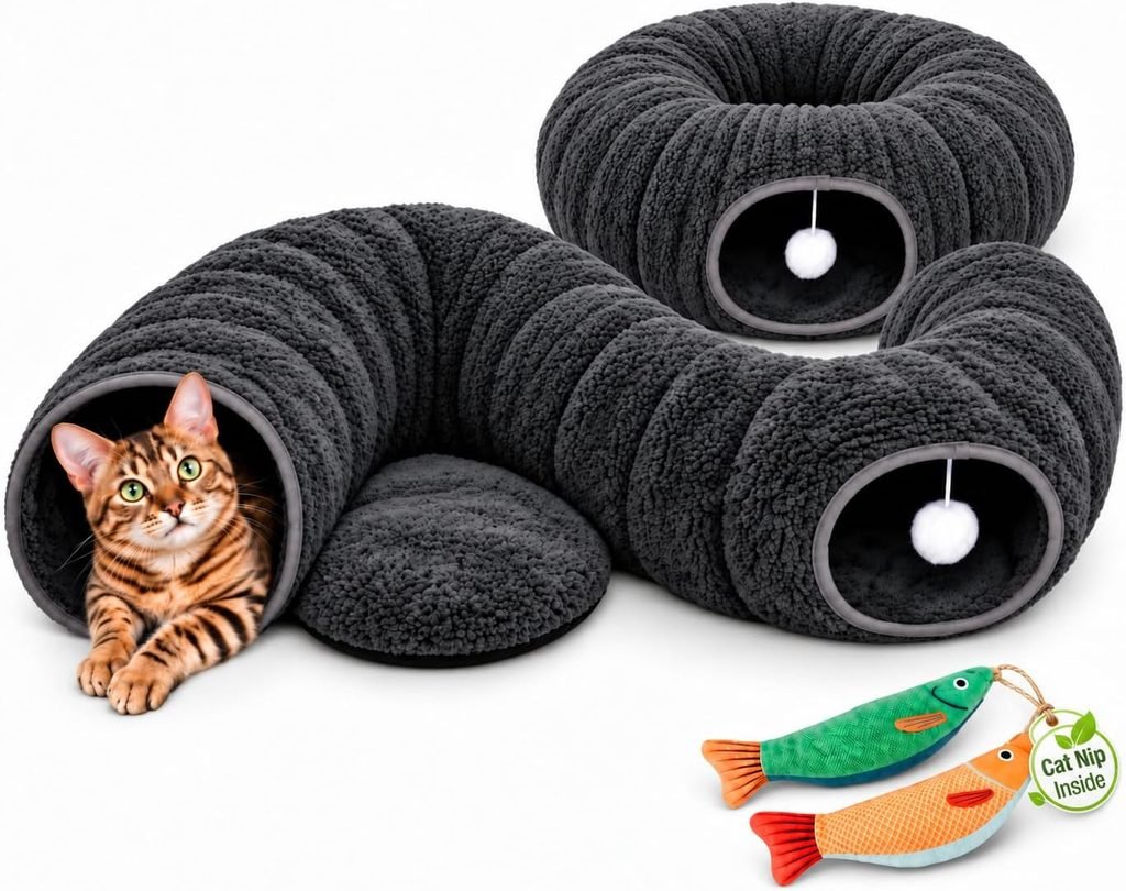 R1M Cat Tunnel Bed with 2 Cat Toys