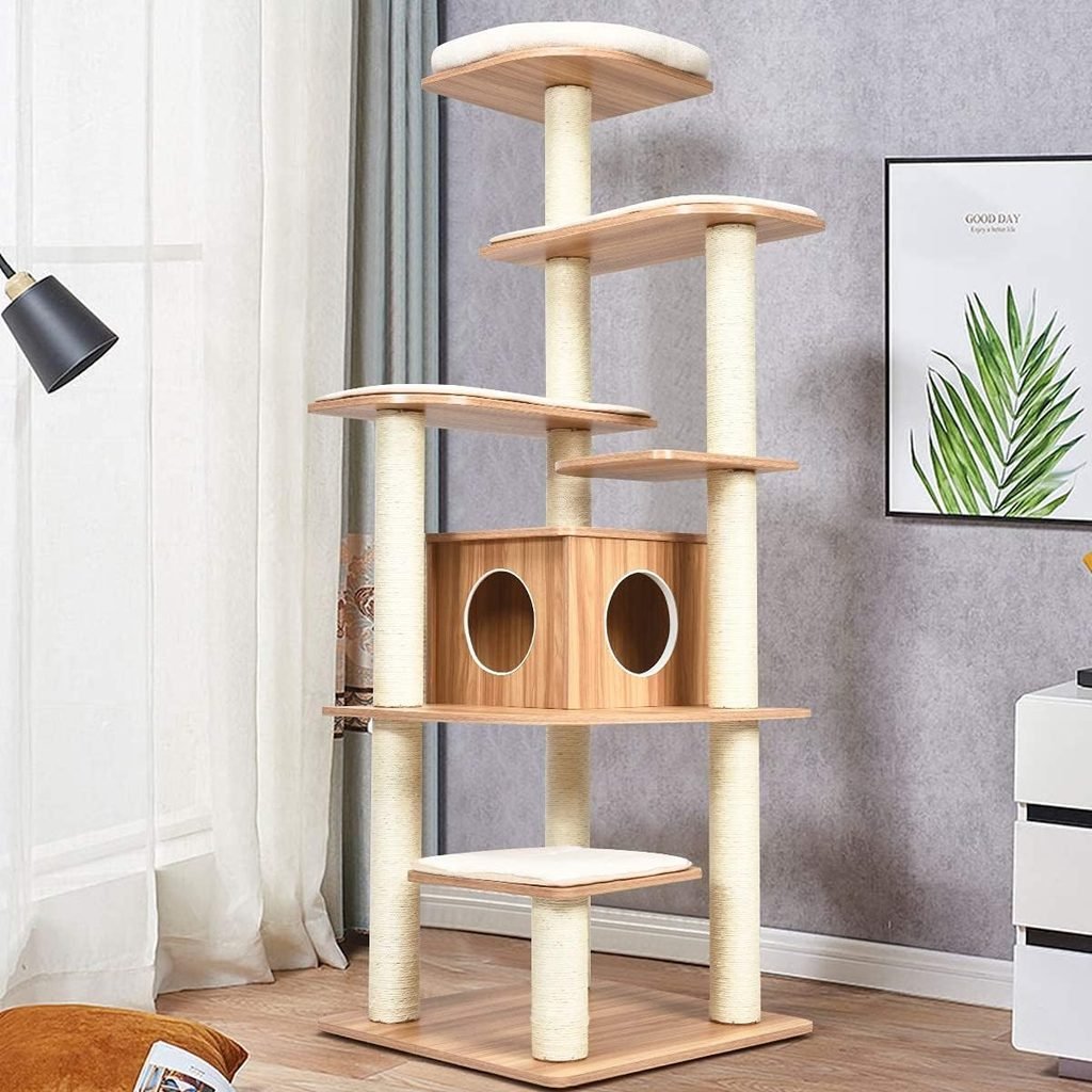 Tangkula 69-Inch Wooden Cat Tree