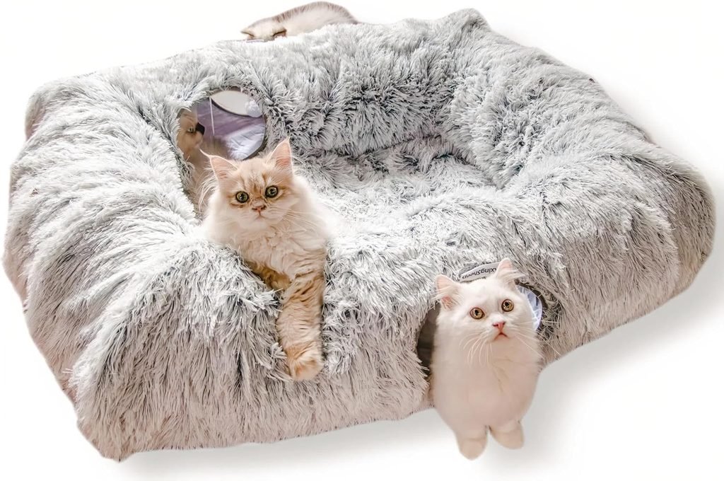 XxingSheep 4-Cave Plush XL Cat Tunnel Bed